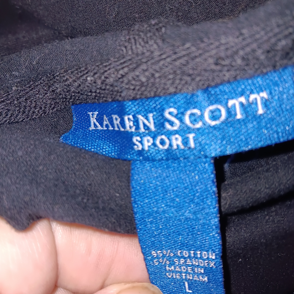 Womens Size Large, Karen Scott Black Sporty Zip-Up Hoodie - Picture 3 of 3